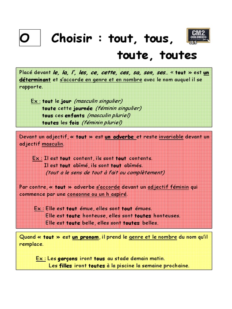 08 Tout Tous Toute Toutes | PDF