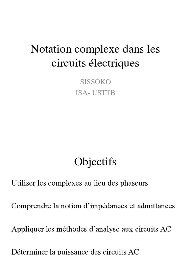 Notation complexe en circuits AC | PDF | Impédance (électricité ...