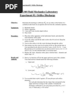 CIVE340 Fluid Mechanics Laboratory Experiment #1: Orifice Discharge