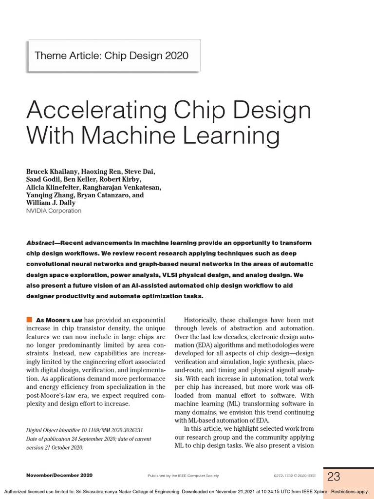 Machine Learning in Chip Design | PDF | Artificial Neural Network ...