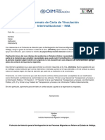 Carta de vinculación interinstitucional para apoyo a migrante retornado