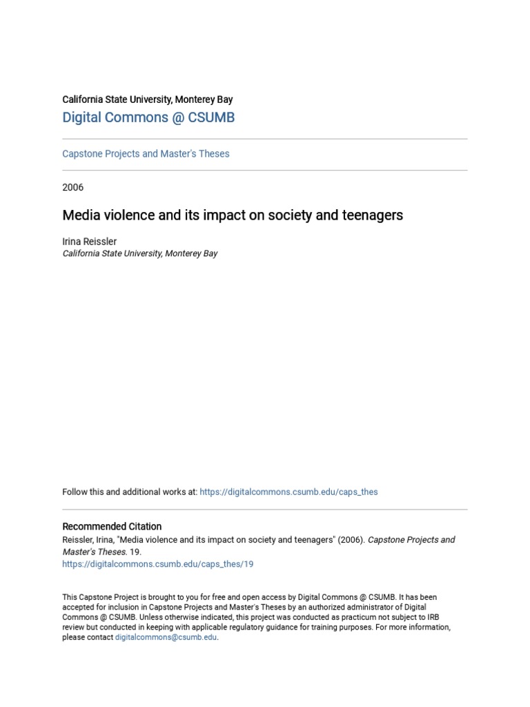 Impact of Media Violence on Teens | PDF | Violence | Adolescence
