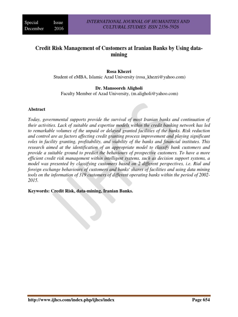 Credit Risk Management in Iranian Banks | PDF | Banks | Data Mining