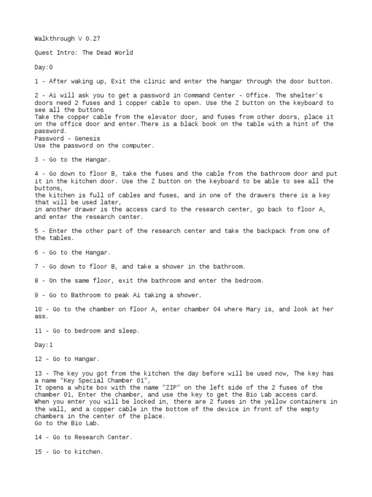 Dead World Walkthrough V0.27 | PDF | Self-Improvement