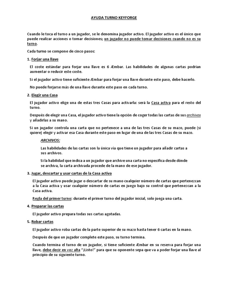 Guía de Turnos y Acciones en KeyForge | PDF | Juego de azar | Juegos de ...