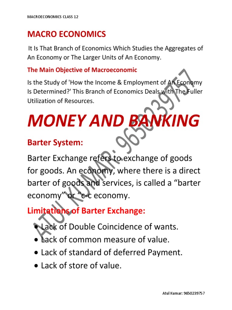 Money and Banking Macro Economics PDF Money Banks