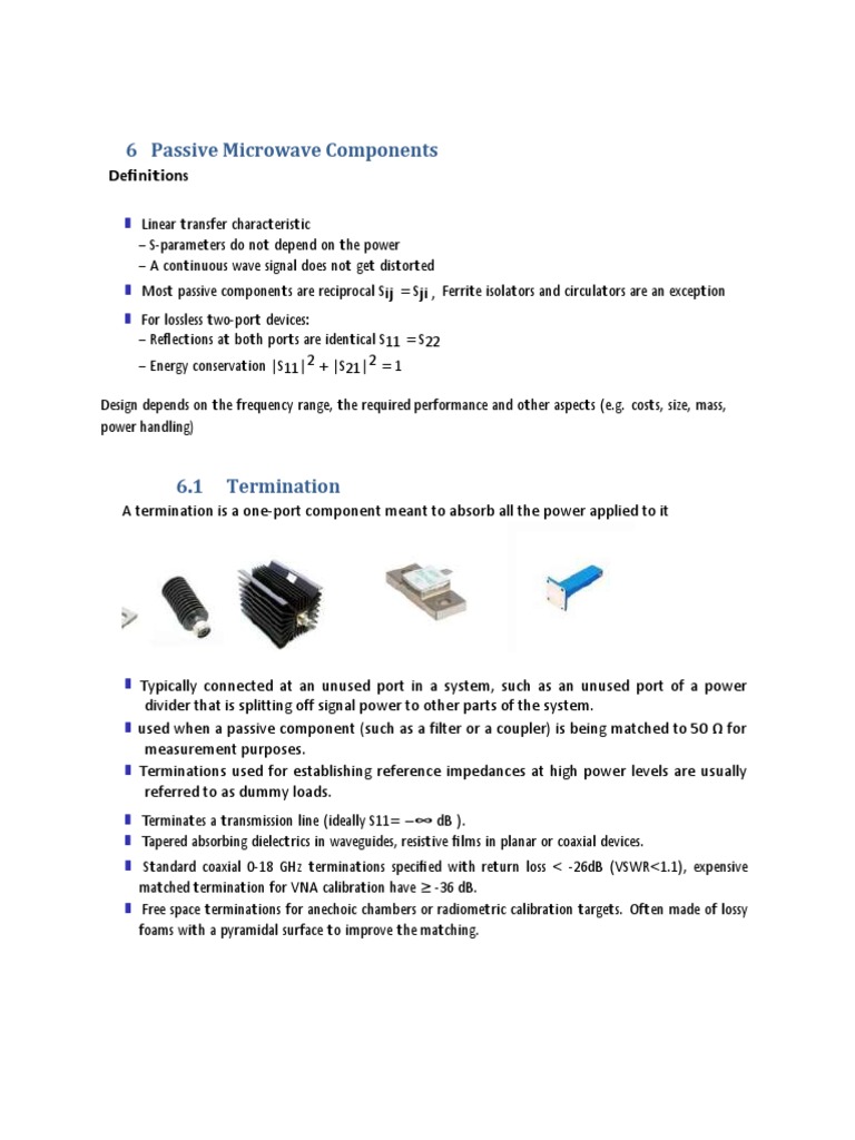 6 Passive Microwave Components Definitions PDF Microwave Waves