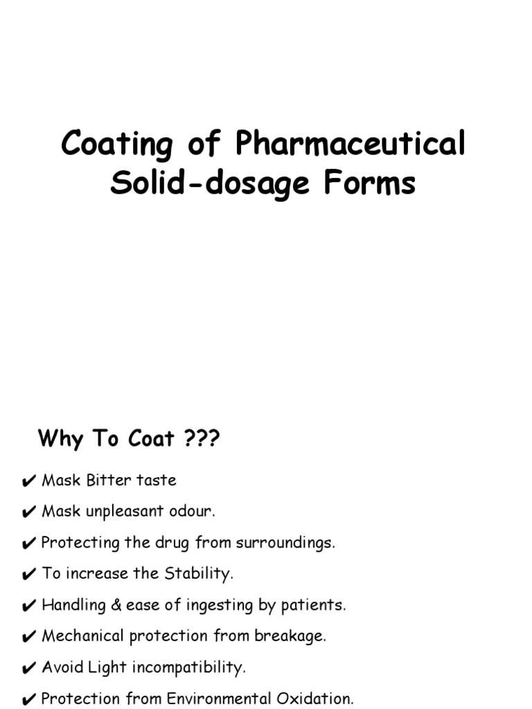 Coating of Pharmaceutical SolidDosage Forms PDF Tablet (Pharmacy