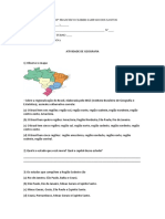 Atividade de geografia sobre regiões do Brasil