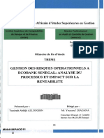 Gestion Des Risques Operationnels A Ecobanksenegal - Analysedu Processus Et Impact Sur La Rentabilite