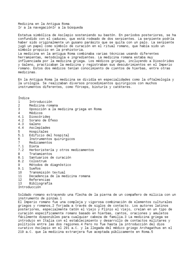 Medicina en la Antigua Roma: Influencias y Prácticas | PDF | Religión y ...