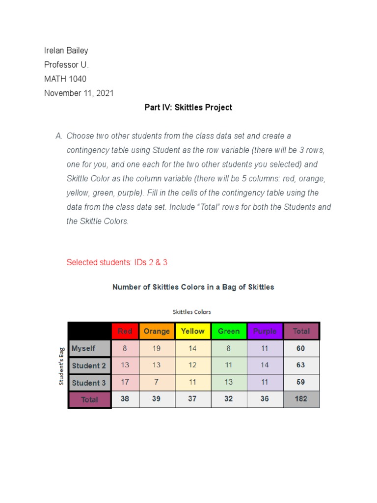 Math 1040 part iv skittles project pdf p value statistical