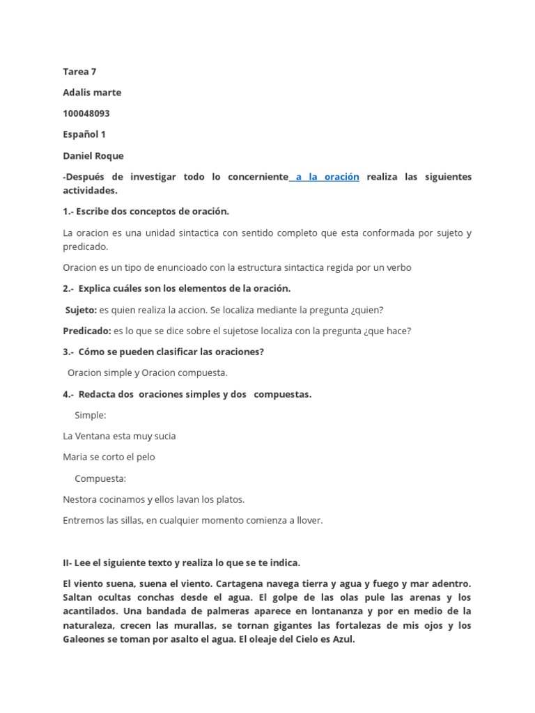 Análisis de Oraciones Simples y Compuestas | PDF | Artes del Lenguaje y ...