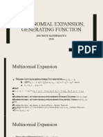 Multinomial Expansion Generating Function: Discrete Mathematics 2020