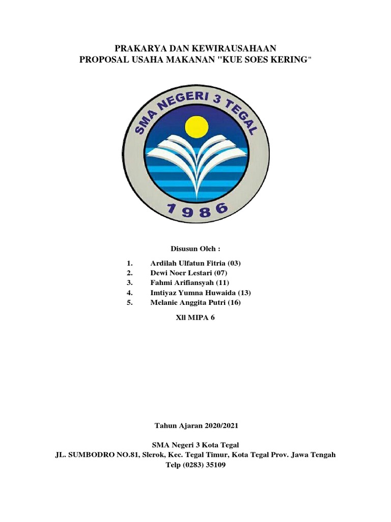 Proposal Usaha Makanan Pembuatan Kue Soes Kering Pdf
