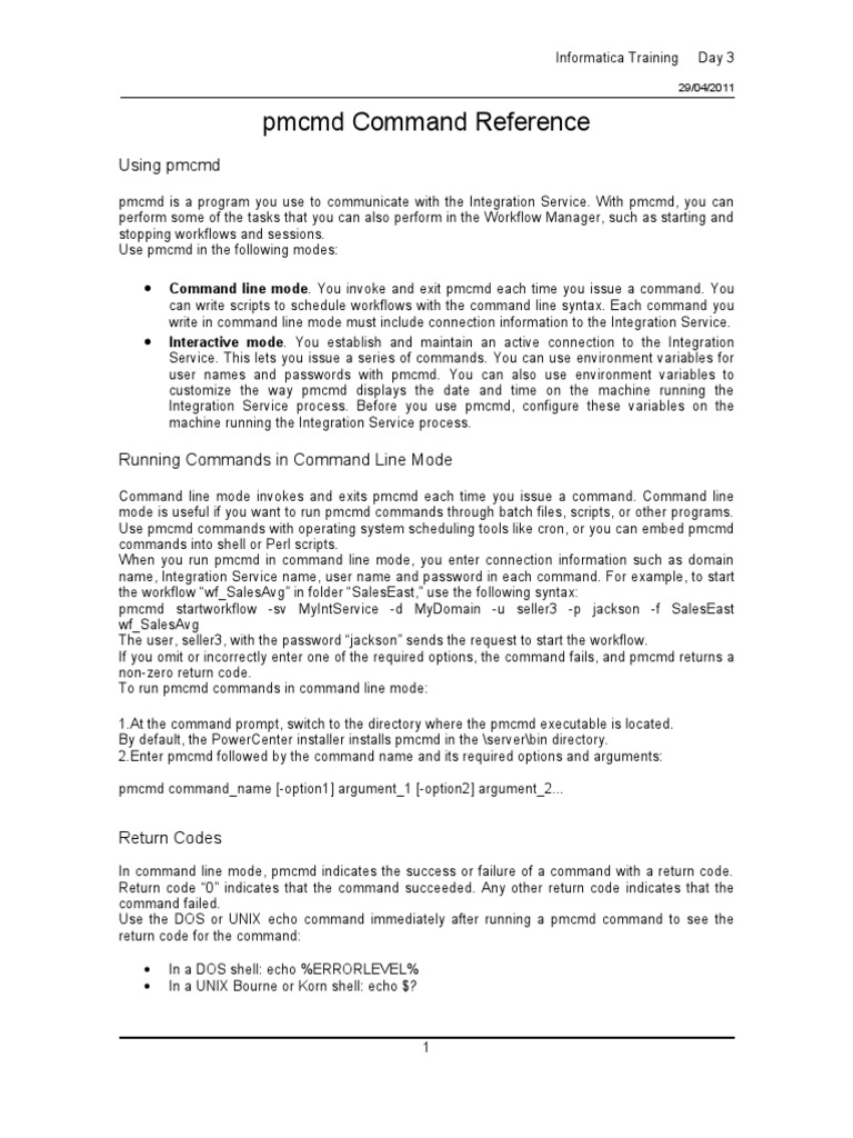 Informatica Command Line Reference | PDF | Filename | Command Line ...