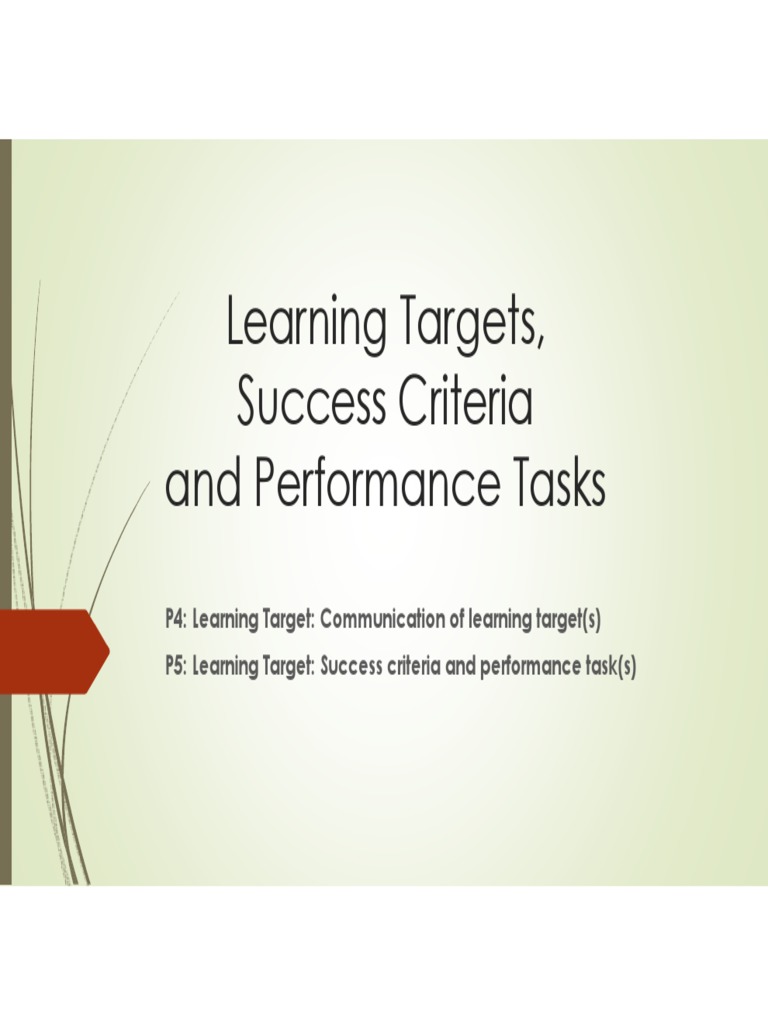 Learning Targets Session | PDF | Educational Assessment | Learning