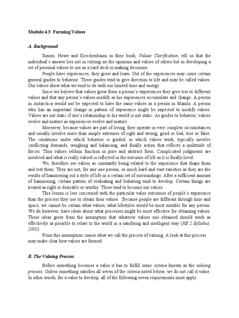 Module+4 3+-+Forming+Values | PDF | Behavior | Morality