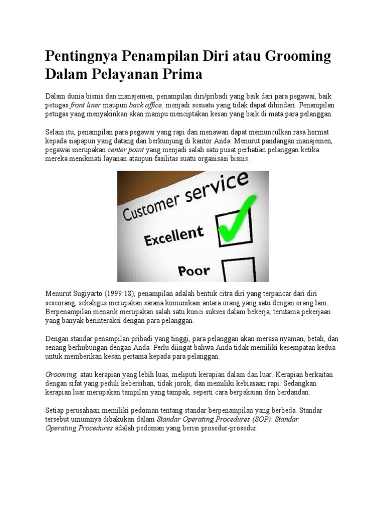 Grooming Penting dalam Pelayanan Prima | PDF