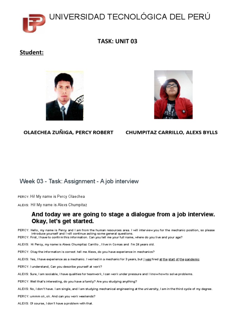 Job Interview Dialogue Script | PDF