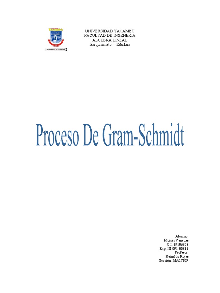 Proceso de Ortonormalización Gram-Schmidt | PDF | Espacio vectorial ...