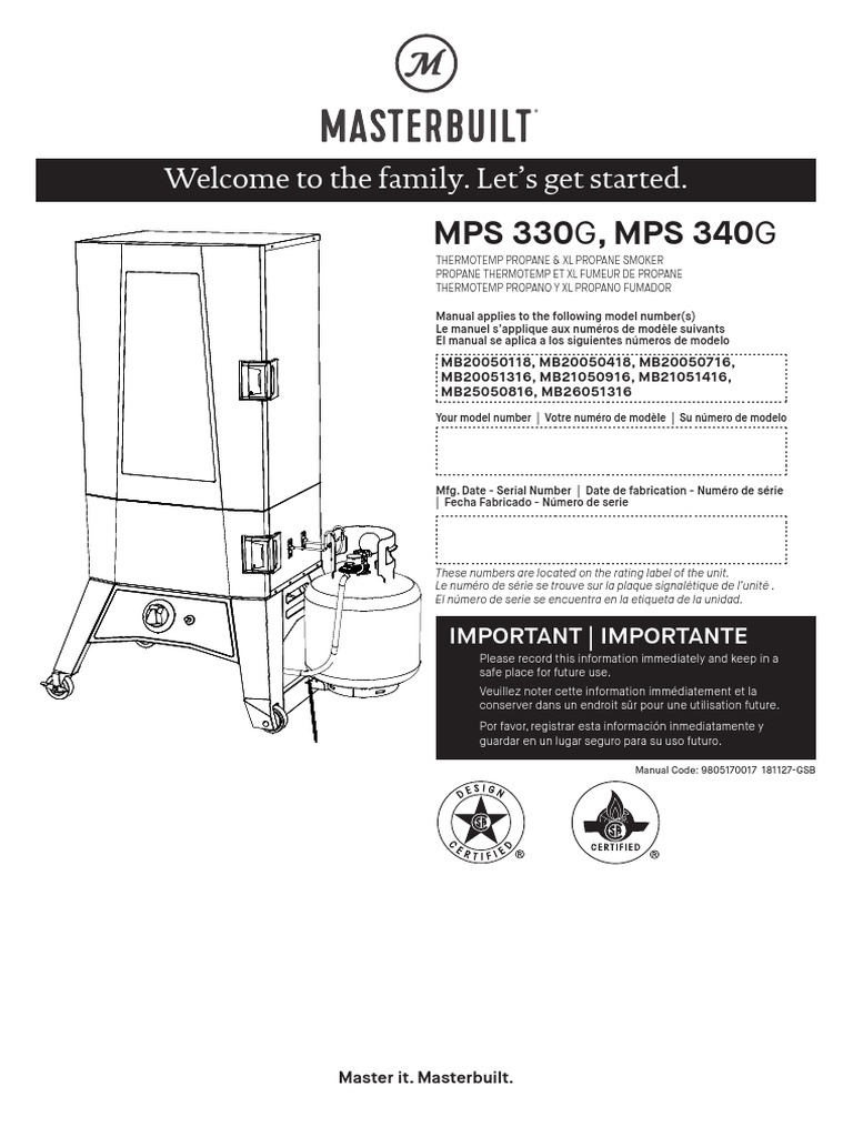 Masterbuilt Mps 330G User Manual | PDF | Smoking (Cooking) | Fires