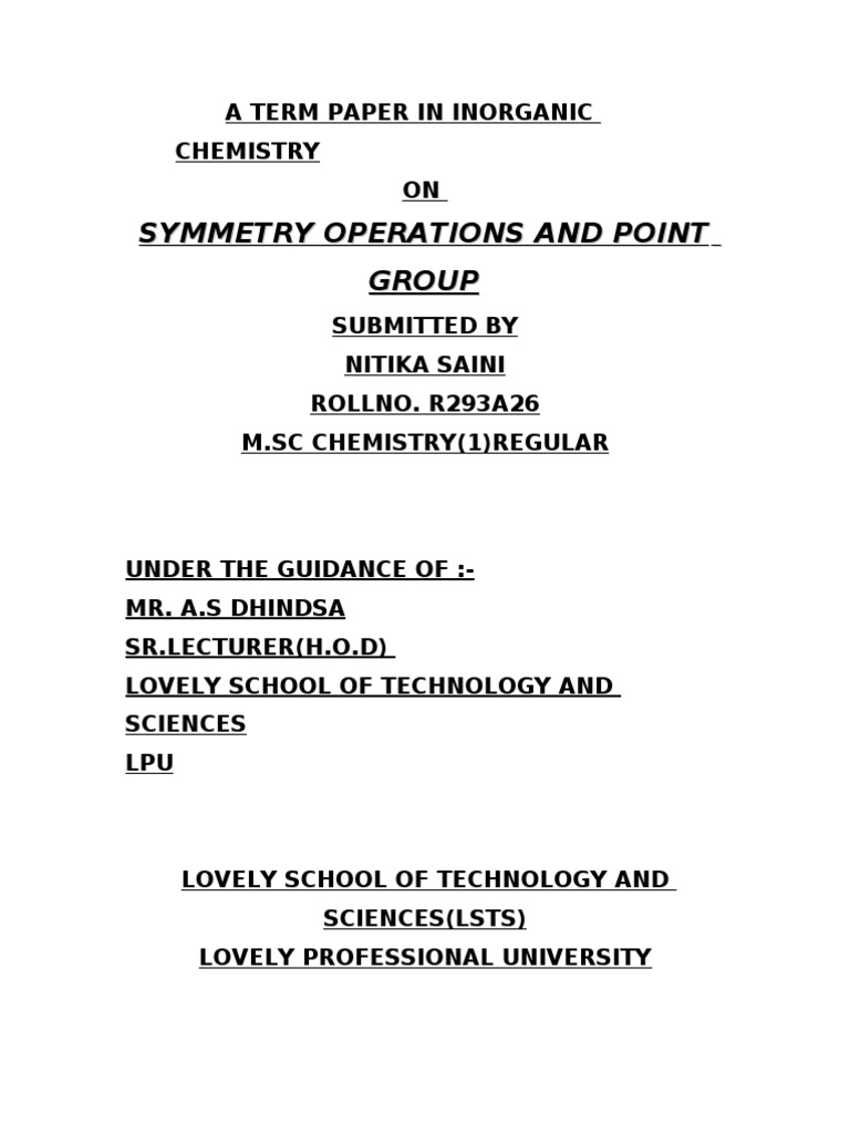 Symmetry Operations and Point Group | PDF | Inorganic Chemistry | Group ...