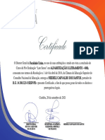 Certificado Pós-Graduação Alfabetização