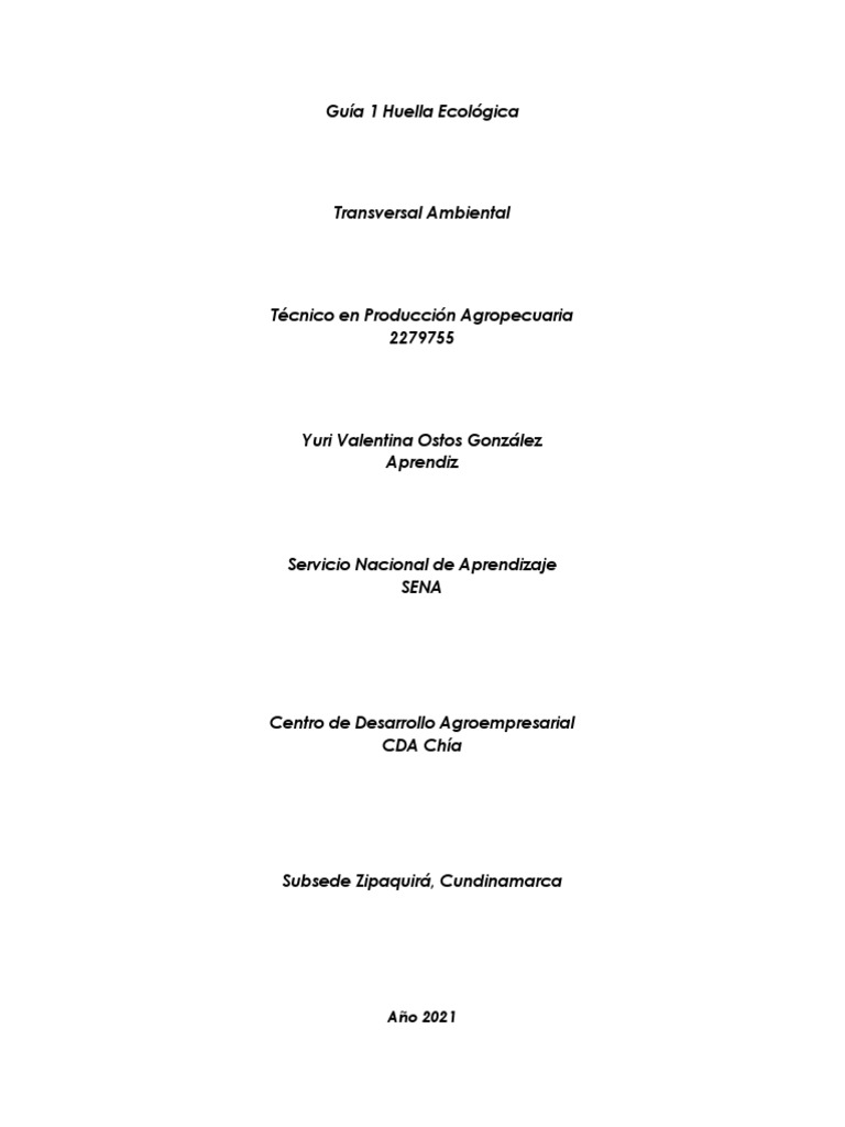 Guía 1 Huella Ecológica | PDF | La contaminación del agua | Residuos