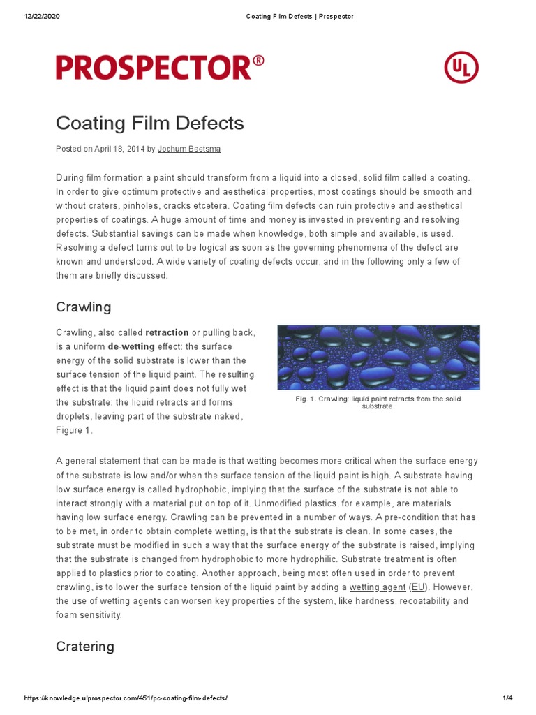 Coating Film Defects Prospector PDF Paint Chemistry