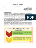 Strategic Cost Accounting M. Com (Semester IV) Topic-Cost Audit