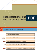 Public Relations, Publicity, and Corporate Advertising