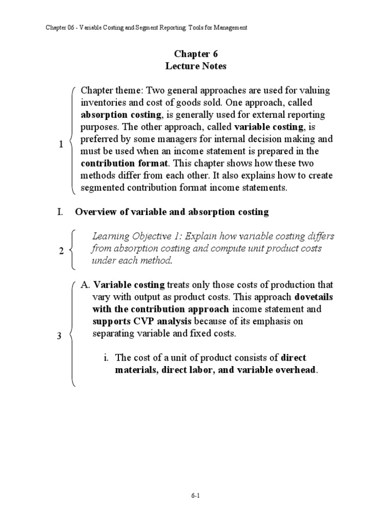 Variable Costing vs. Absorption Costing | PDF | Cost Of Goods Sold ...