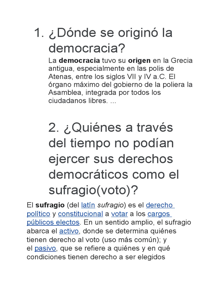 Origen y derechos de la democracia | PDF