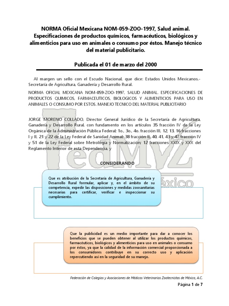 Norma NOM-059-ZOO-1997: Salud Animal | PDF | Publicidad | Medicina ...