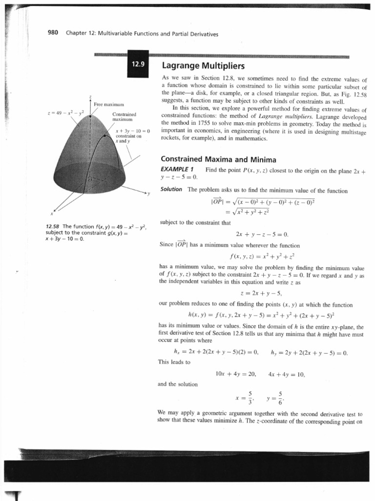 Lagrange Multipliers for Extreme Values | PDF | Maxima And Minima ...