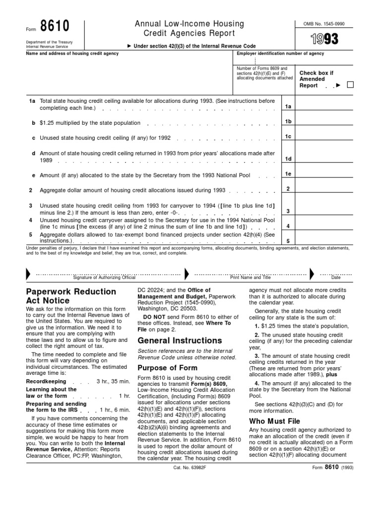 US Internal Revenue Service: f8610 - 1993 | PDF | Internal Revenue ...