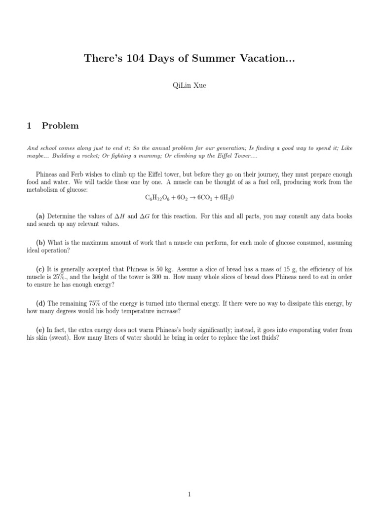 There's 104 Days of Summer Vacation... 1 Problem PDF Heat