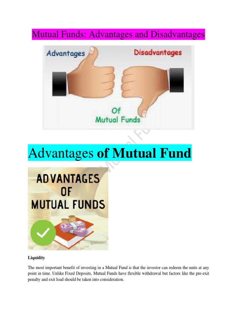 Advantages & Disadvantages | PDF | Mutual Funds | Investing