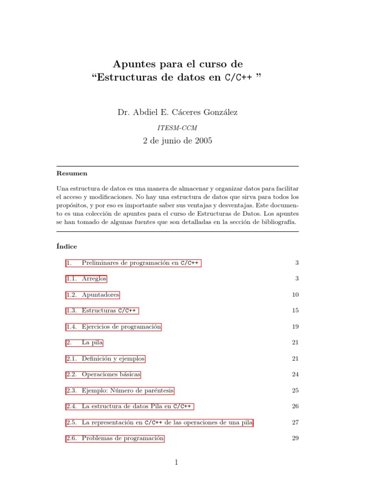Estructuras de Datos en C/C++ | PDF | C ++ | Estructura de datos de matriz