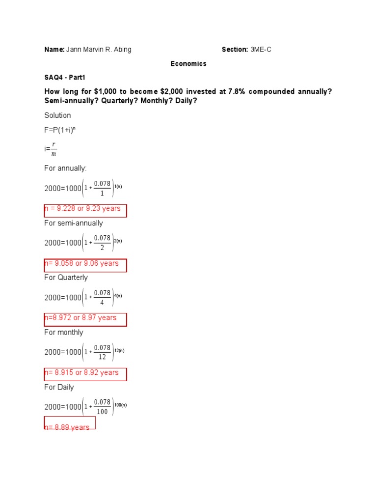 How Long For $1,000 To Become $2,000 Invested at 7.8% Compounded ...
