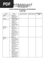 Course Outline in Statistics and Probability 4 Quarter: Dates Melc Skills Included Subject-Matter Performance Task 1 Week