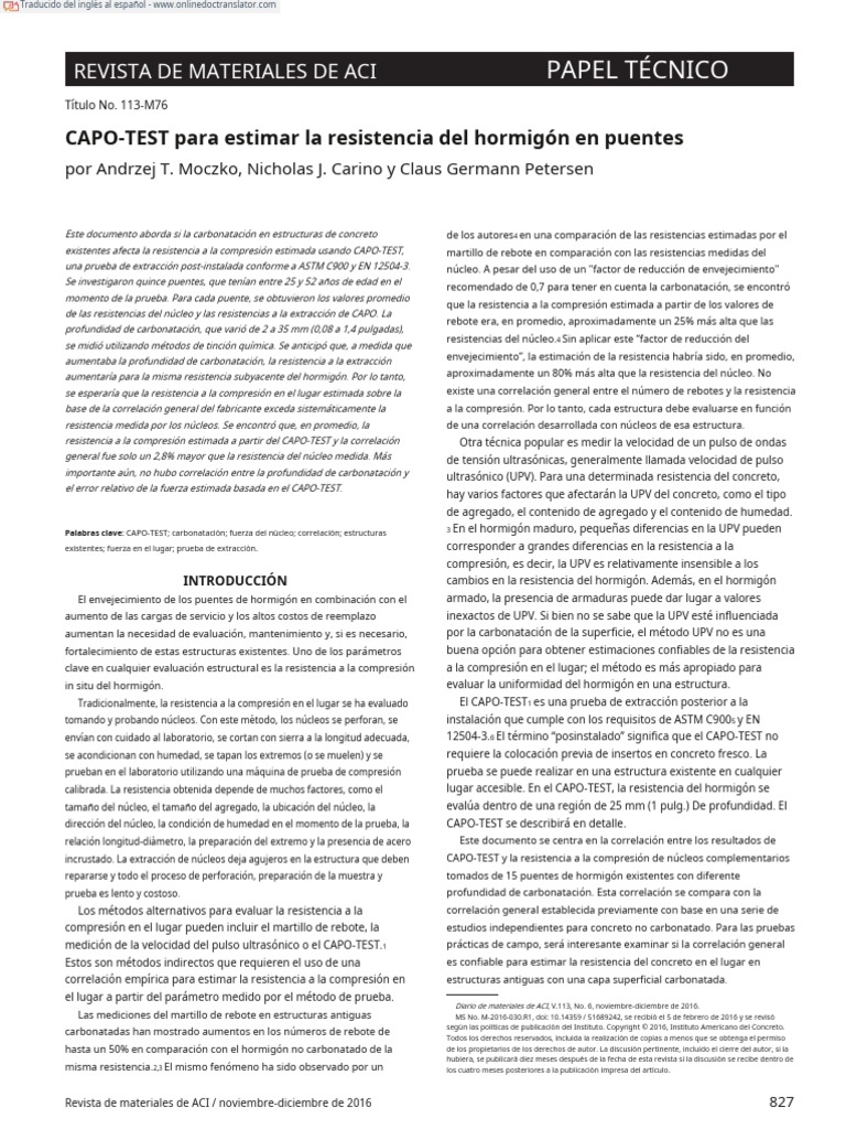 CAPO-TEST To Estimate Concrete Strength in Bridges (2) .En - Es | PDF ...
