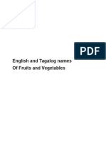 English and Tagalog Names of Fruits and Vegetables