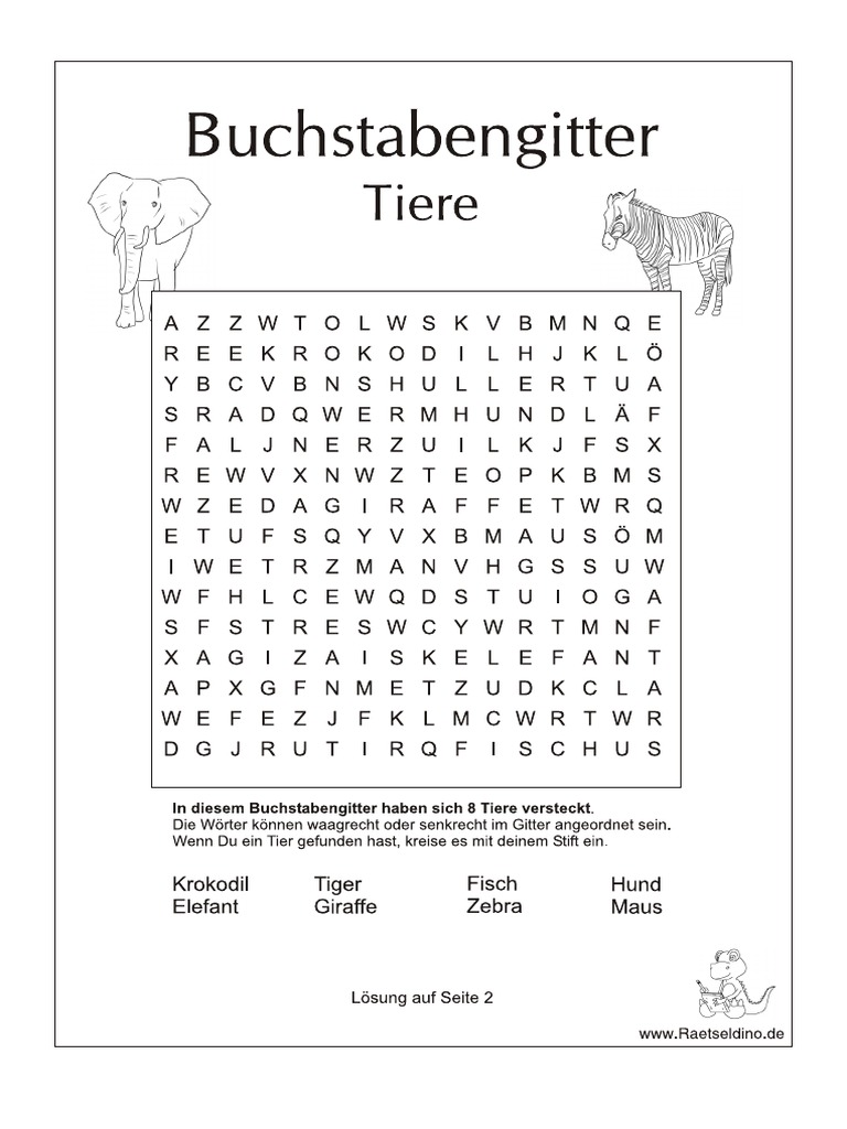 Buchstabengitter Tiere | PDF
