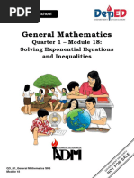 General Mathematics: Quarter 1 - Module 18: Solving Exponential Equations and Inequalities