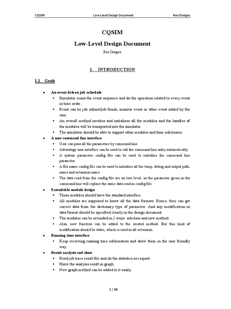 CQSIM Job Scheduler Low-Level Design | PDF | Parameter (Computer ...