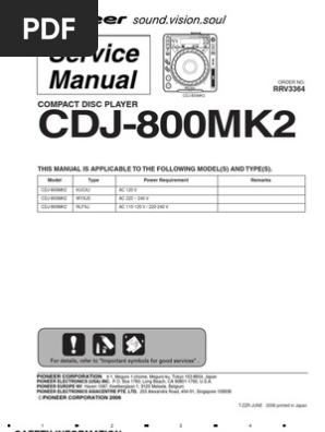 Pioneer CDJ-800MK2 Service Manual | PDF | Electrical Connector | Laser