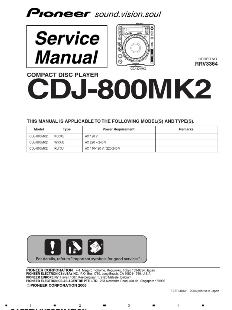 Pioneer Cdj 800mk2 Service Manual Electrical Connector Laser