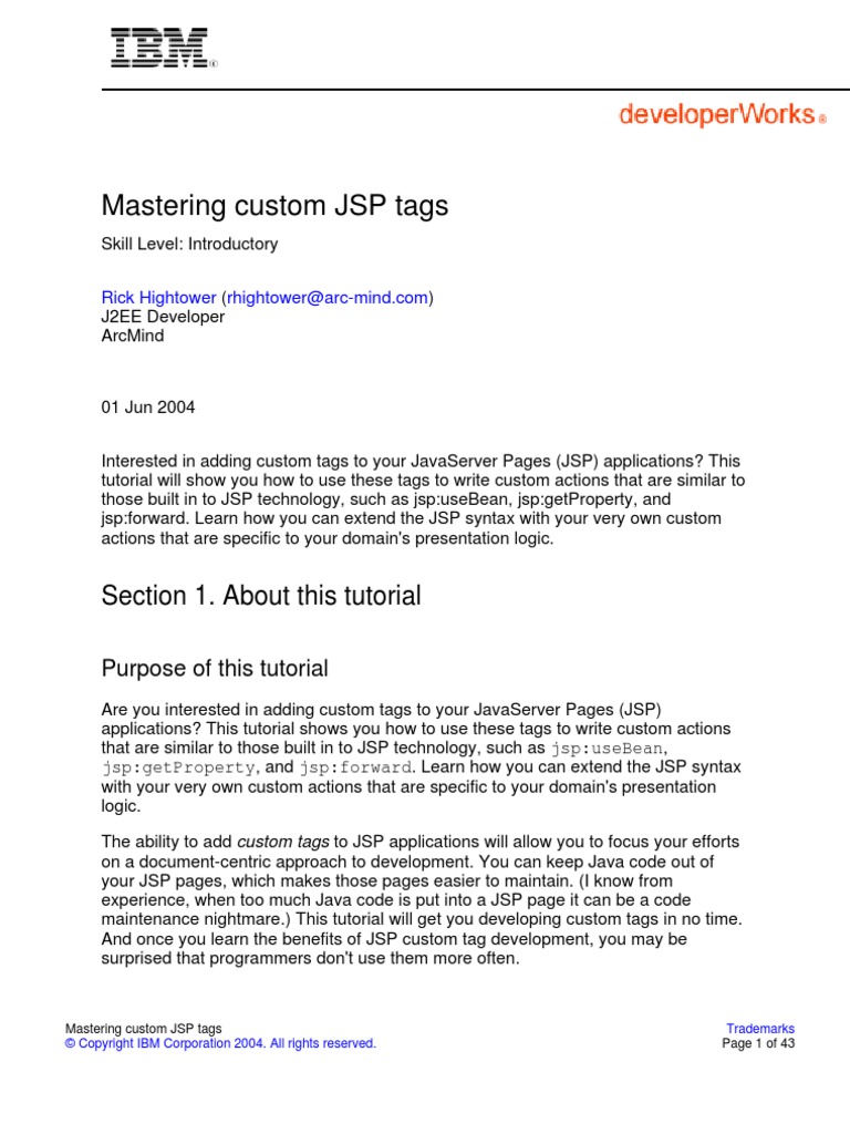 J Custom Tags PDF | PDF | Java Server Pages | Java Servlet
